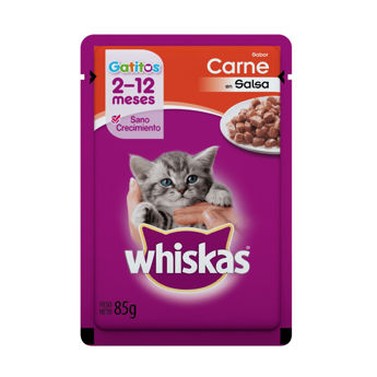 Imagen de Snack Salsa WHISKAS Gato Cachorro Sabor Carne 85 grs.