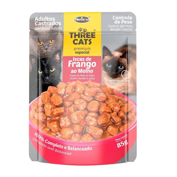 Imagen de Snack Salsa THREE CATS Gato Castrado Sabor Pollo 85 grs.