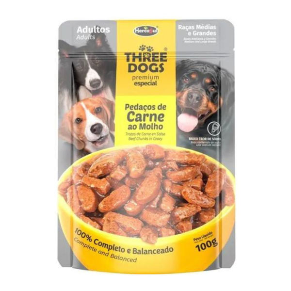 Imagen de Salsa Three Dogs Adulto Sabor carne Razas Medianas y Grandes