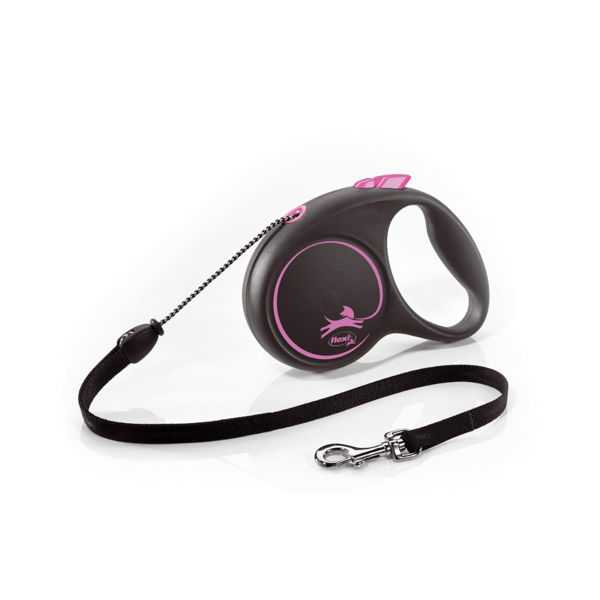 Imagen de Correa Para Perro FLEXI Black Design Cordón 5 mts Color Rosa Talle M