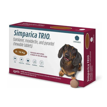 Imagen de Antiparasitario Interno y Externo SIMPARICA TRIO 5 a 10 kg - 1 Comprimido