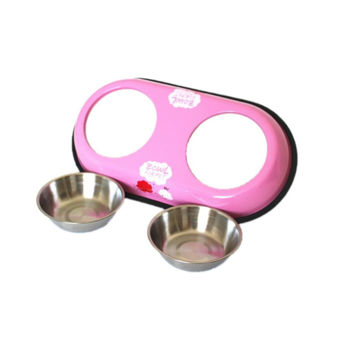 Imagen de Comedero Plato Doble LILI MASCOTA Acero Chico ABT-323