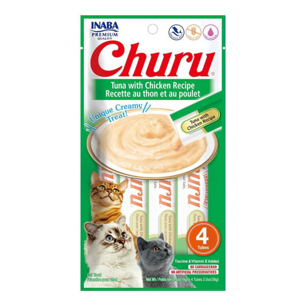 Imagen de Snack Puré CHURU Para Gato Sabor Atún Con Pollo 14 grs - 4 Unidades