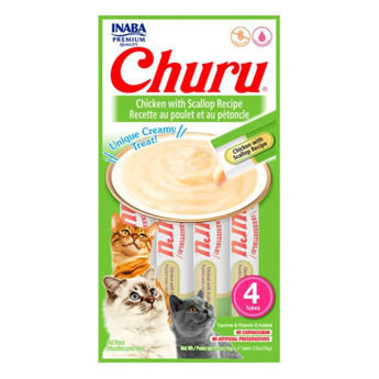 Imagen de Snack Puré CHURU Para Gato Sabor Pollo Con Vieira 14 grs - 4 Unidades