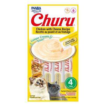 Imagen de Snack Puré CHURU Para Gato Sabor Pollo Con Queso 14 grs - 4 Unidades