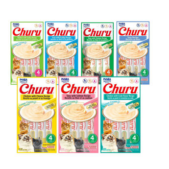 Imagen de Snack Puré CHURU Para Gato 7 Sabores - 28 Unidades de 14 grs