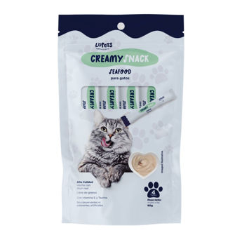 Imagen de Snack Paté LOPETS CREAMY SNACKS Para Gato Sabor Seafood 60 g - 4 Unidades