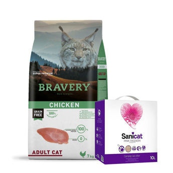 Imagen de Alimento BRAVERY Gato Adulto Sabor Pollo 7 kg + Regalo