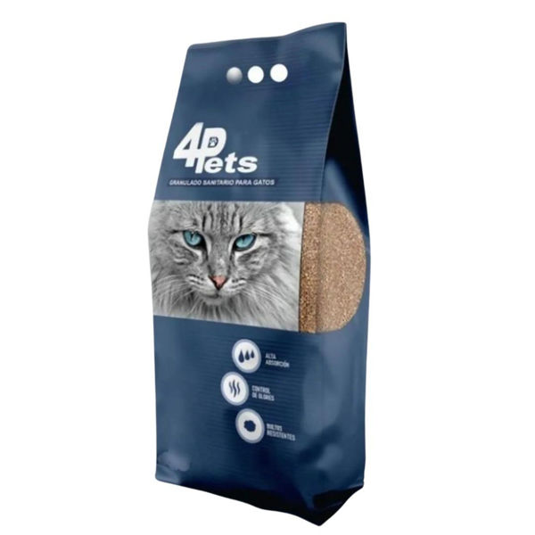 Imagen de Arena Sanitaria Aglomerante 4PETS Carbón Activado 8 kg