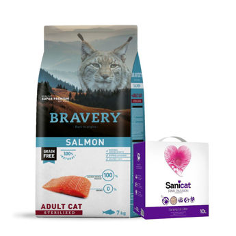 Imagen de Alimento BRAVERY Gato Adulto Castrado Sabor Salmón 7 kg + Regalo
