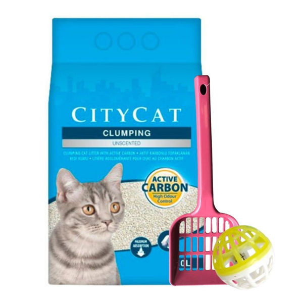 Imagen de Arena Sanitaria Gato CITY CAT Aglomerante 10 lts Carbón Activado + Regalo