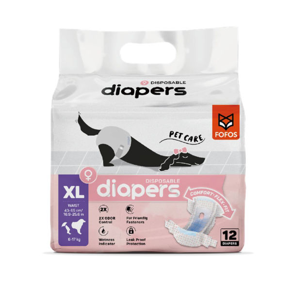 Imagen de Pañales Para Perro FOFOS Diapers Hembra Talle XL - 12 Unidades