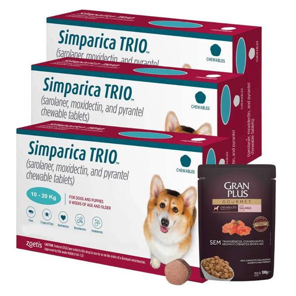 Imagen de Antiparasitario Interno y Externo SIMPARICA TRIO 10 a 20 kg - 3 Comprimidos