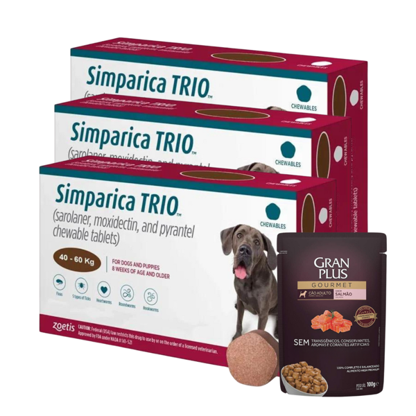 Imagen de Antiparasitario Interno y Externo SIMPARICA TRIO 40 a 60 kg - 3 Comprimidos