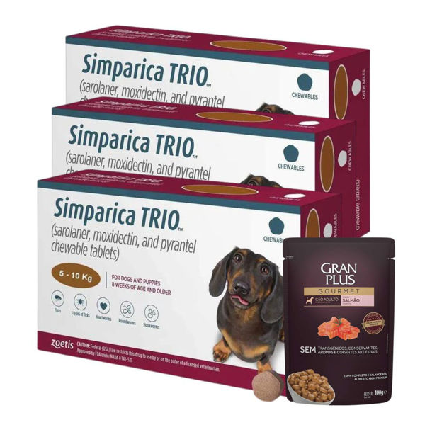 Imagen de Antiparasitario Interno y Externo SIMPARICA TRIO 5 a 10 kg - 3 Comprimidos