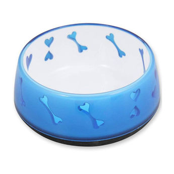 Imagen de Plato Para Perro AFP Huesos y Corazones Grande Azul