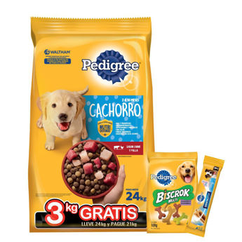 Imagen de Alimento PEDIGREE Perro Cachorro Carne, Pollo y Cereales 21 kg + 3 kg