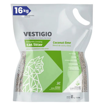Imagen de Arena Sanitaria Aglomerante VESTIGIO Gato Aroma Lima y Coco 16 kg