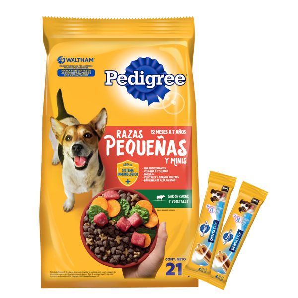 Imagen de Alimento PEDIGREE Perro Adulto Raza Pequeña Sabor Carne y Vegetales 21 kg + Regalo