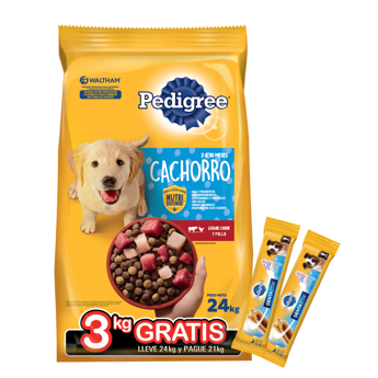 Imagen de Alimento PEDIGREE Perro Cachorro Carne, Pollo y Cereales 21 kg + 3 kg