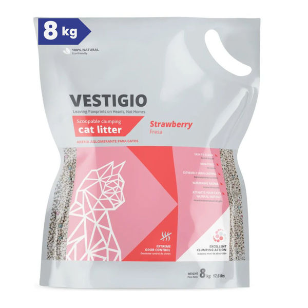 Imagen de Arena Sanitaria Aglomerante VESTIGIO Gato Aroma Frutilla 8 kg