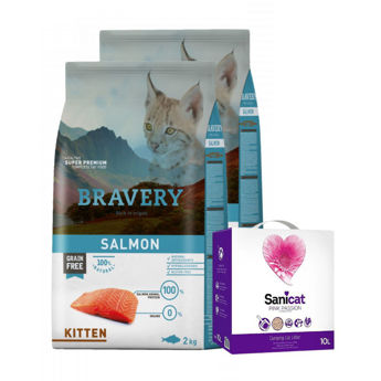 Imagen de Alimento BRAVERY Gato Cachorro Kitten Sabor Salmón 4 kg + Regalo