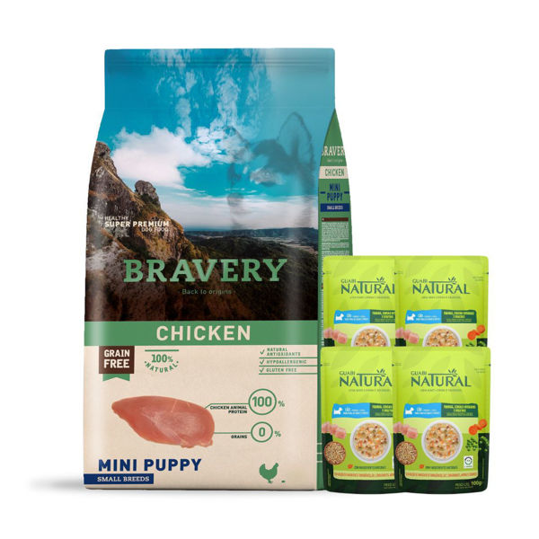 Imagen de Alimento BRAVERY Perro Cachorro Raza Pequeña y Mini Sabor Pollo 7 kg + Regalo