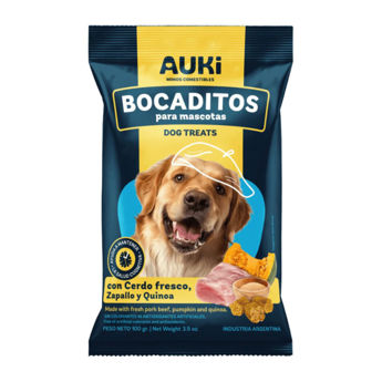 Imagen de Snack Para Perro AUKI Cognitivo Cerdo, Zapallo y Quinoa 100grs