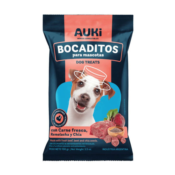 Imagen de Snack Para Perro AUKI Salud Cardíaca Carne Fresca, Remolacha y Chía 500grs
