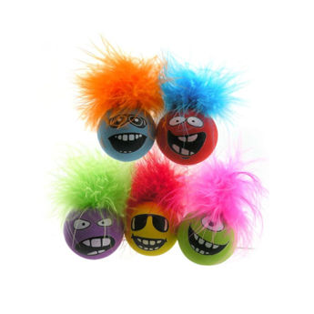 Imagen de Juguete Para Gato ANIMAL PLANET Pelota Emojis Con Pelo 5 cm