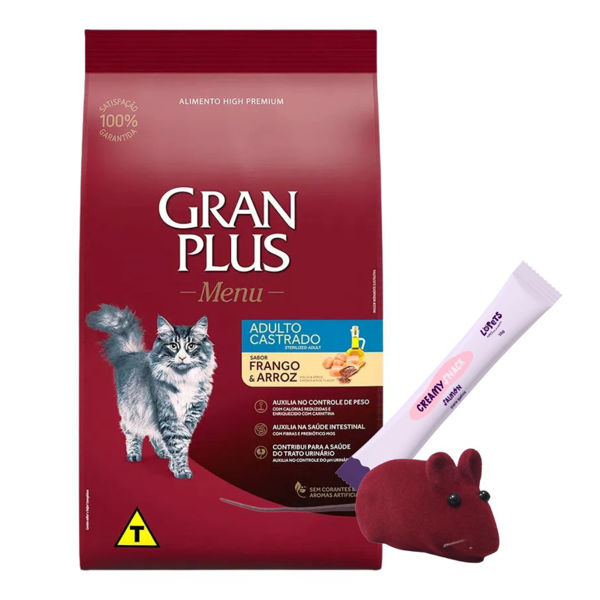 Imagen de Alimento GRANPLUS Gato Adulto Castrado Sabor Pollo y Arroz 3 kg + Regalo