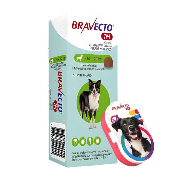 Imagen de Antipulgas y Garrapatas BRAVECTO 10 a 20 kg 1 Mes + Regalo - 1 Comprimido