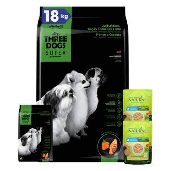 Imagen de Alimento THREE DOGS Perro Super Premium Adulto Raza Pequeña 15 + 2 Kg + Regalo