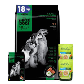 Imagen de Alimento THREE DOGS Perro Super Premium Adulto Raza Mediana y Grande 15 + 2 kg + Regalo