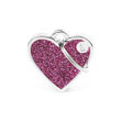 Imagen de Chapita Identificatoria MY FAMILY Corazon Con Glitter Rosa Small