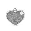 Imagen de Chapita Identificatoria MY FAMILY Shine Corazón Grande Con Glitter Gris