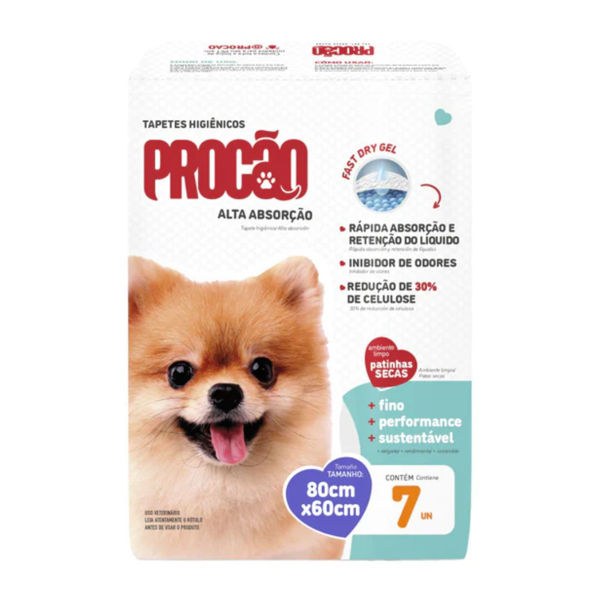 Imagen de Pañales Para Perro PROCAO 80x60 cm - 7 Unidades