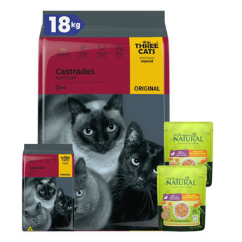 Imagen de Alimento THREE CATS Original Gato Castrado 15 kg + Regalo