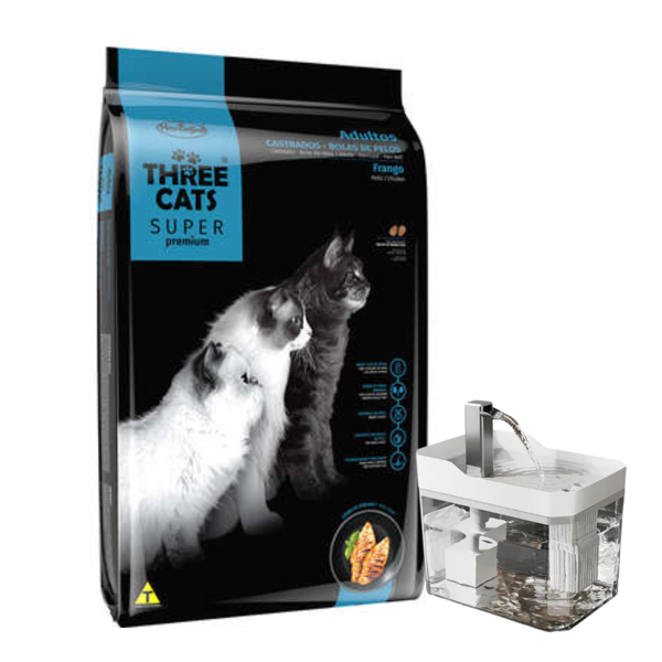 Imagen de Alimento THREE CATS Super Premium Gato Castrado Bola de Pelo Sabor Pollo 10 kg + Regalo