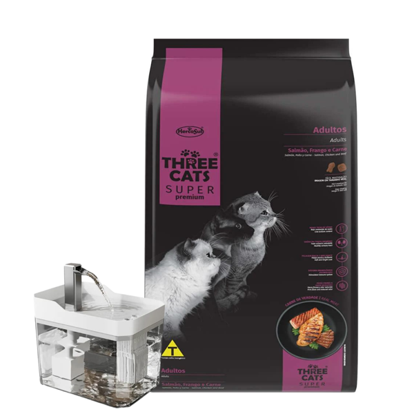 Imagen de Alimento THREE CATS Super Premium Gato Adulto Mix Pollo, Carne y Salmón 15 kg + Regalo