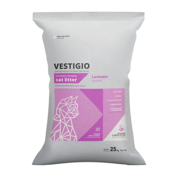 Imagen de Arena Sanitaria Aglomerante VESTIGIO Gato Aroma Lavanda 25 kg
