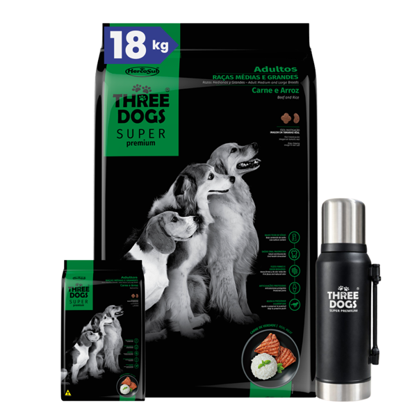 Imagen de Alimento THREE DOGS Perro Super Premium Adulto Raza Mediana y Grande 15 + 2 kg + Regalo