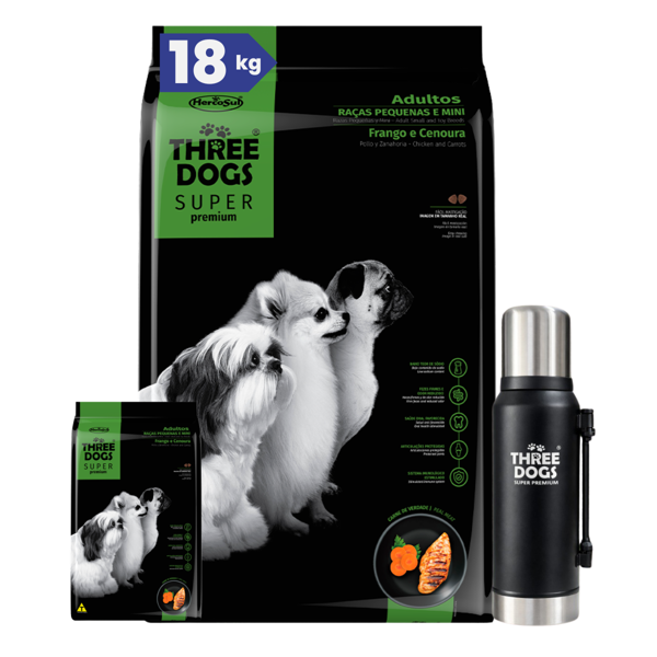 Imagen de Alimento THREE DOGS Perro Super Premium Adulto Raza Pequeña 15 + 2 Kg + Regalo