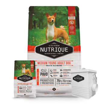 Imagen de Alimento NUTRIQUE Perro Adulto Raza Mediana Pavo 12 + 3 Kg + Regalo