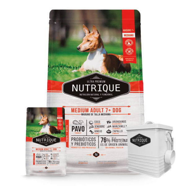 Imagen de Alimento NUTRIQUE Perro Mature +7 Raza Mediana Pavo 12 + 3 Kg + Regalo