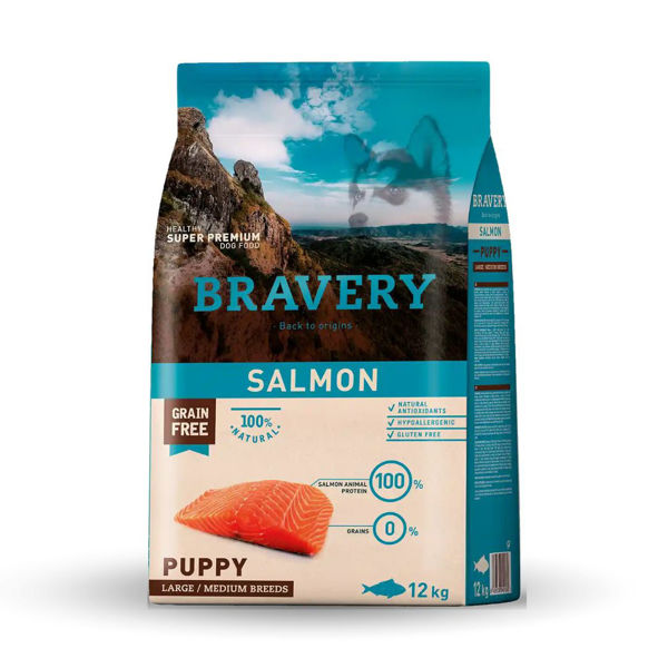 Imagen de Alimento BRAVERY Perro Cachorro Raza Mediana y Grande Salmón 12 Kg