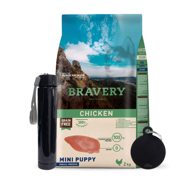 Imagen de Alimento BRAVERY Perro Cachorro Raza Pequeña y Mini Sabor Pollo 7 kg + Regalo