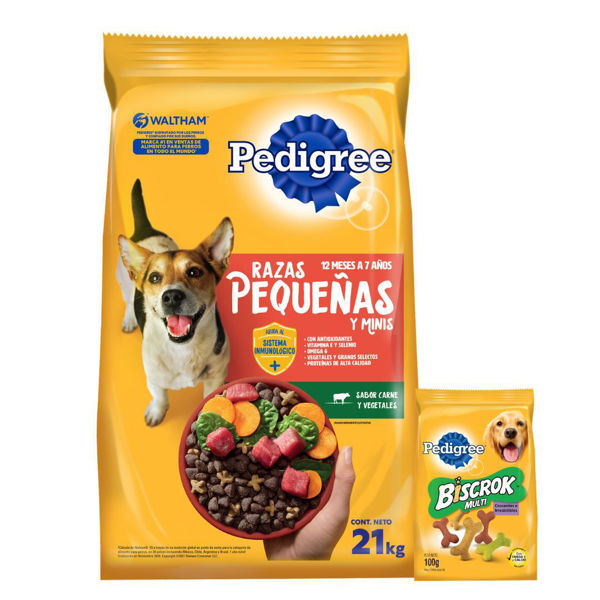 Imagen de Alimento PEDIGREE Perro Adulto Raza Pequeña Sabor Carne y Vegetales 21 kg + Regalo