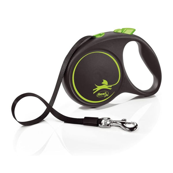 Imagen de Correa Para Perro FLEXI Black Design Cinta 5 mts Color Verde y Negro - Talle L