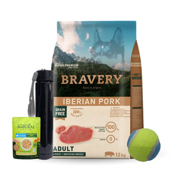 Imagen de Alimento BRAVERY Perro Adulto Raza Mediana y Grande Cerdo Ibérico 12 Kg + Regalo